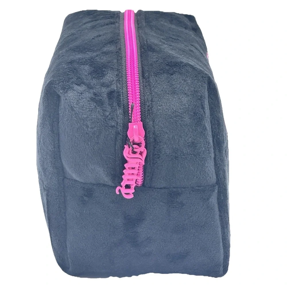 Juicy Couture Dreamin' of Juicy Black Plush Cosmetic Makeup Travel Bag NWT